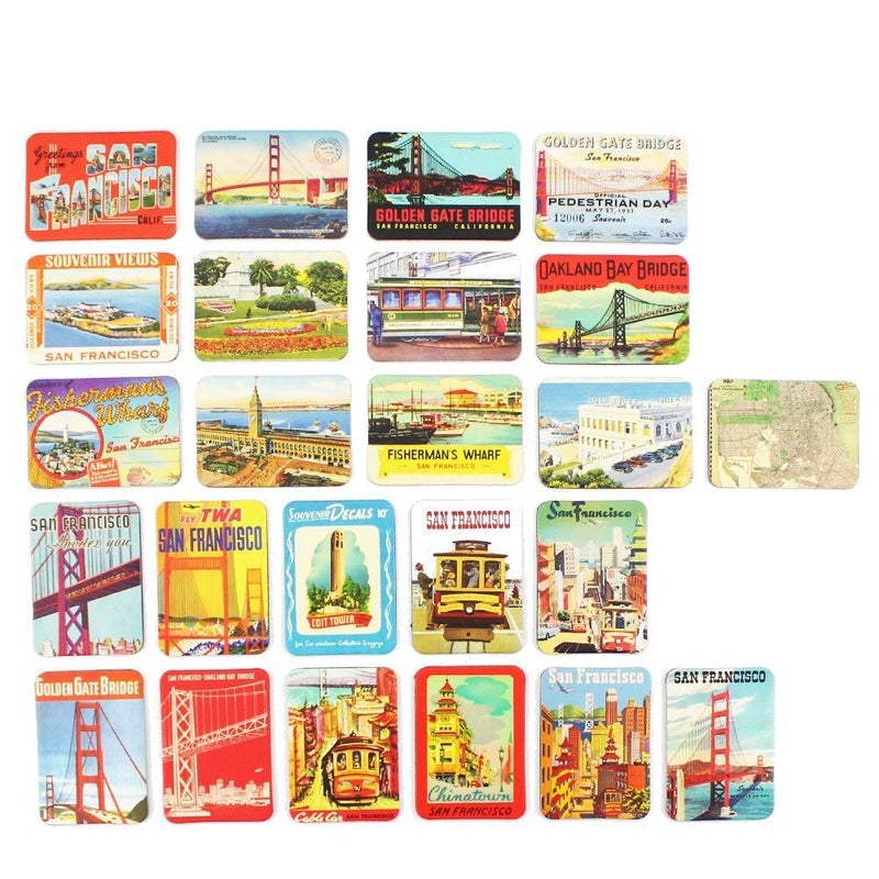 Cohpoh San Francisco Souvenirs Refrigerator Magnets Set of 24 Magnetic Fridge Magnet Home Decoration Accessories Arts Crafts - Image 1